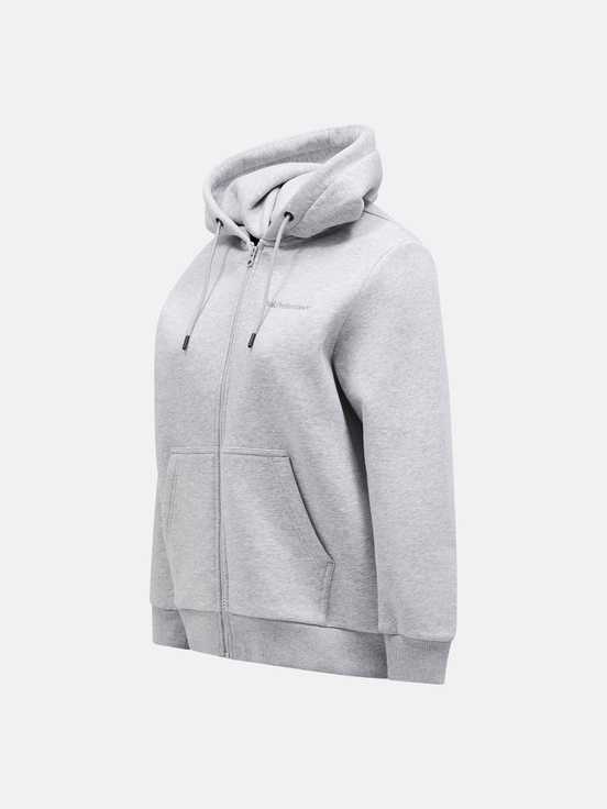 Grey Women Peak Performance Original Small Logo Zip Hoodie | US-QVNKY7042