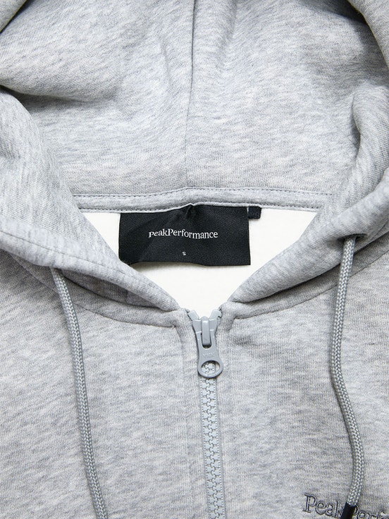 Grey Women Peak Performance Original Small Logo Zip Hoodie | US-QVNKY7042