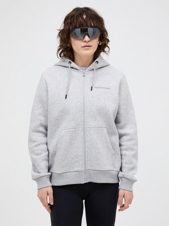 Grey Women Peak Performance Original Small Logo Zip Hoodie | US-QVNKY7042