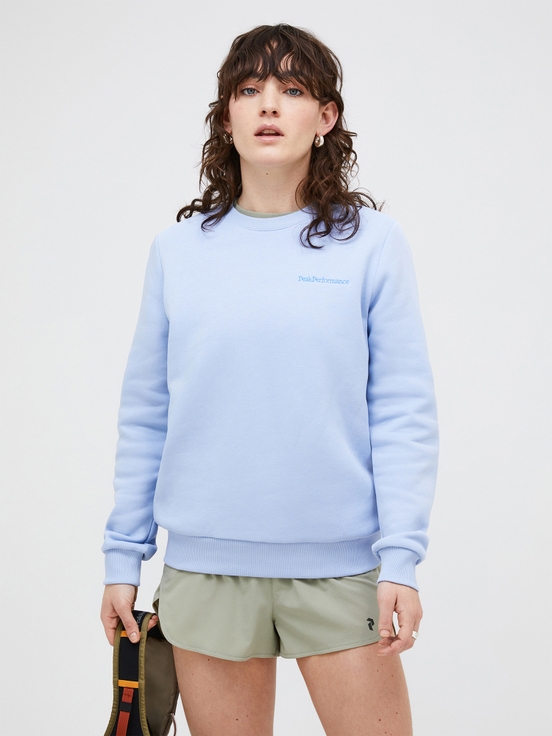 Light Blue Women Peak Performance Original Small Logo Crew Sweatshirt | US-OMHDA2138