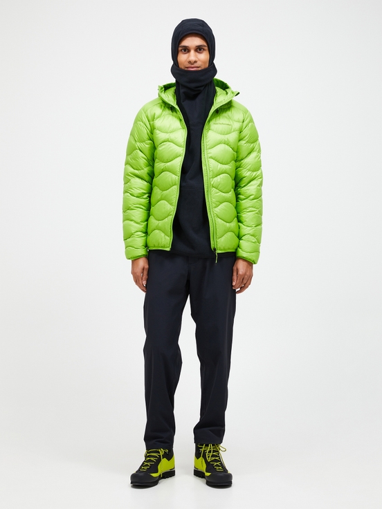 Light Green Men Peak Performance Helium Hood Down Jacket | US-UJFCO4259