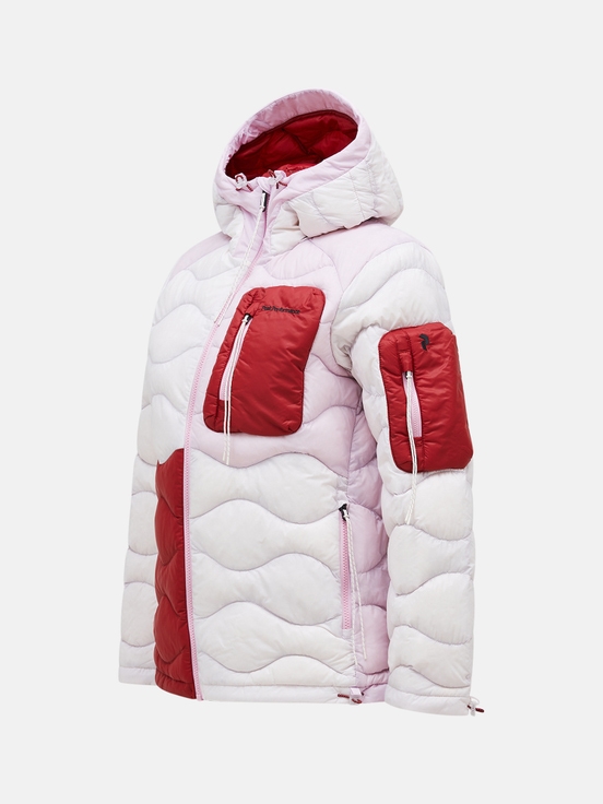 Light Pink / Red Women Peak Performance Helium Utility Flo Limited Hood Down Jacket | US-BDSMZ0156