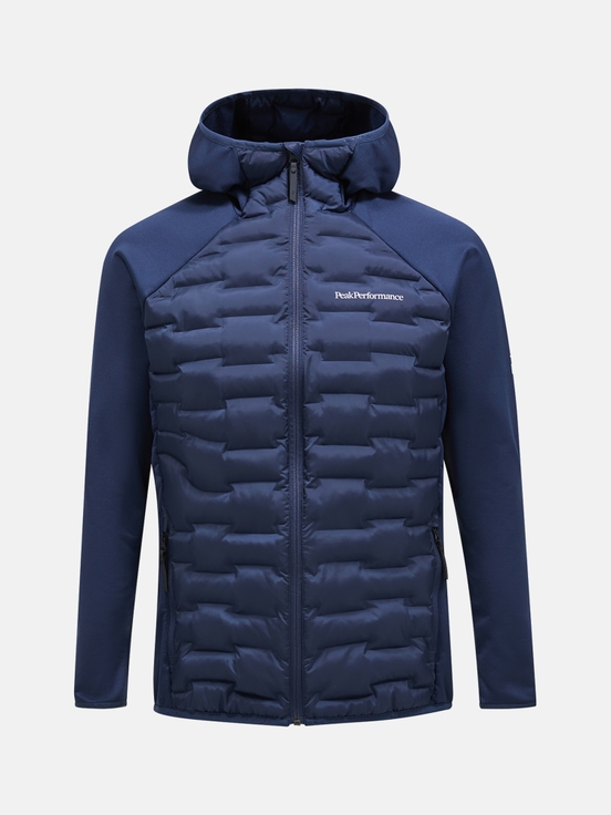 Navy Men Peak Performance Argon Hybrid Hood Winter Jacket | US-TJIGW7930