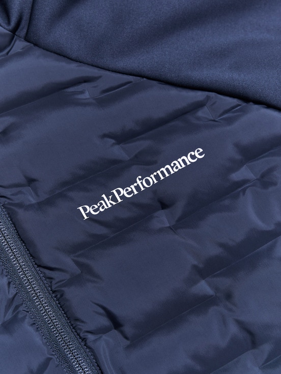 Navy Men Peak Performance Argon Hybrid Hood Winter Jacket | US-TJIGW7930