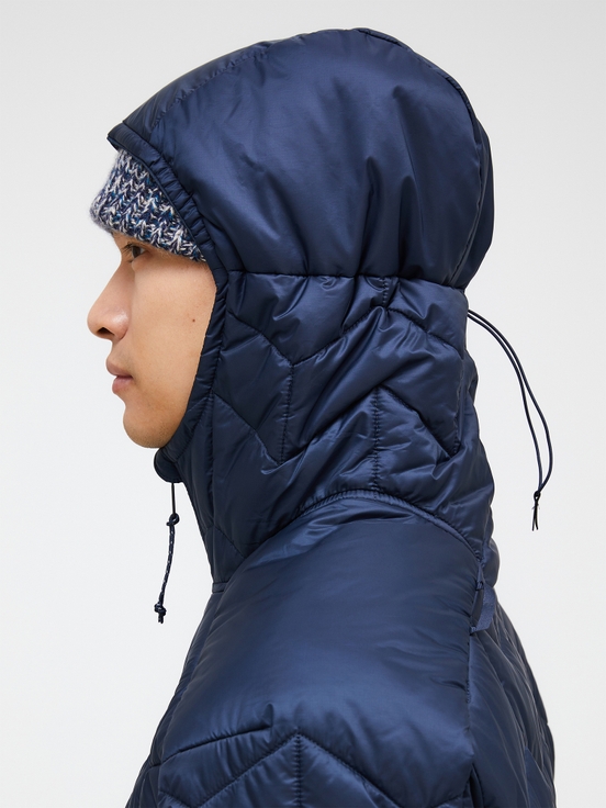 Navy Men Peak Performance Elevate Hood Down Jacket | US-JATPW0165