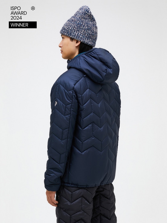 Navy Men Peak Performance Elevate Hood Down Jacket | US-JATPW0165