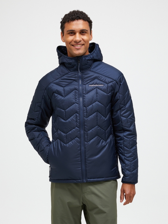 Navy Men Peak Performance Elevate Hood Down Jacket | US-JATPW0165