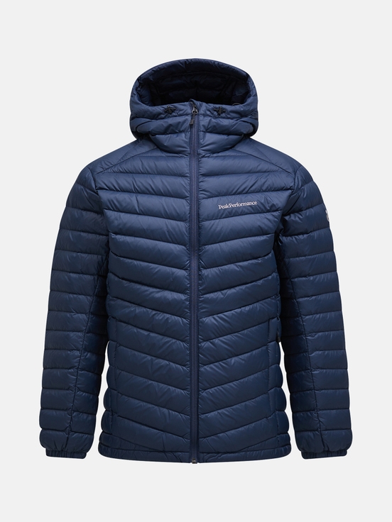 Navy Men Peak Performance Frost Hood Down Jacket | US-WNZVO6890