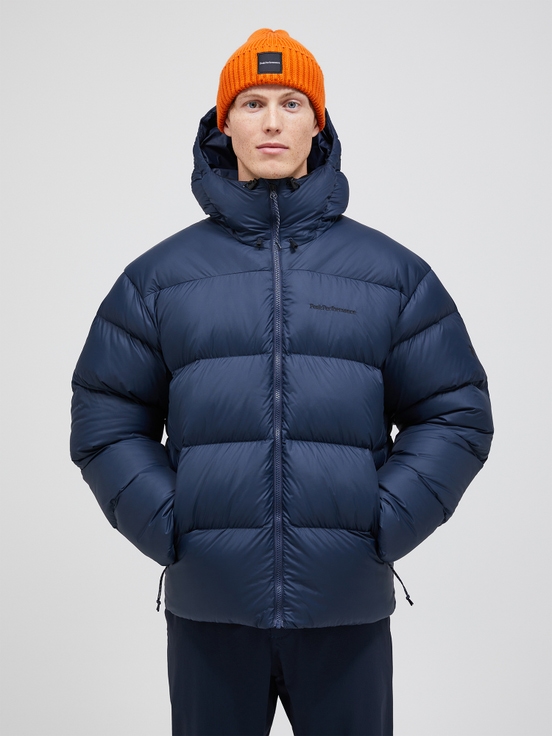 Navy Men Peak Performance Frost Oversized Puffer Down Jacket | US-VMYAN8079