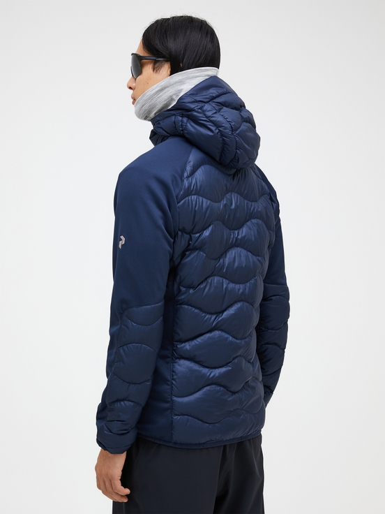 Navy Men Peak Performance Helium Hybrid Hood Down Jacket | US-PVQKA2586