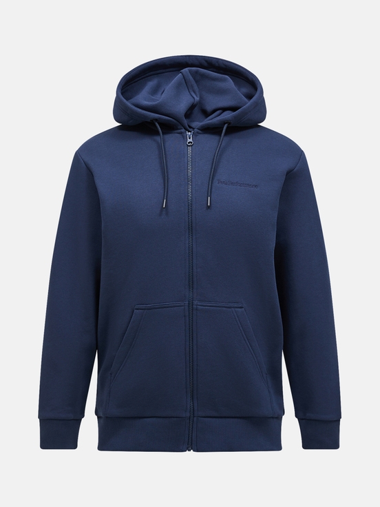 Navy Men Peak Performance Original Small Logo Zip Hoodie | US-EDOKN4583