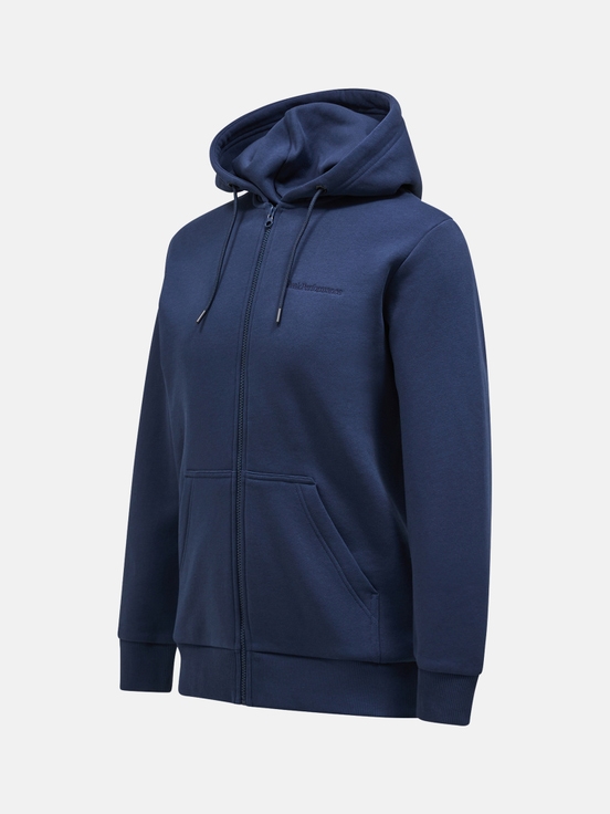 Navy Men Peak Performance Original Small Logo Zip Hoodie | US-EDOKN4583