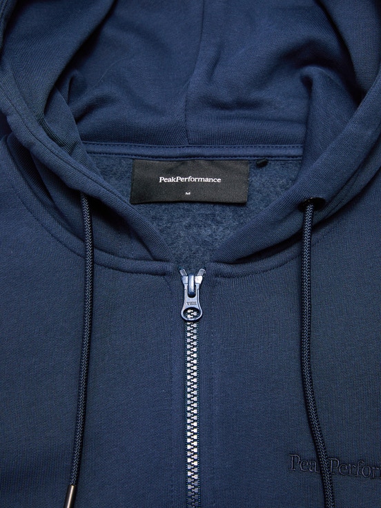 Navy Men Peak Performance Original Small Logo Zip Hoodie | US-EDOKN4583