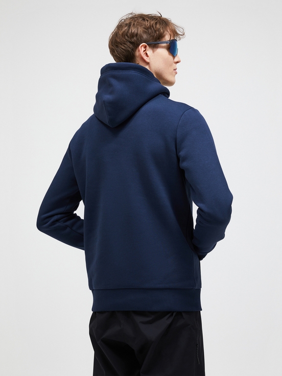 Navy Men Peak Performance Original Small Logo Hood Hoodie | US-KMPCN2931