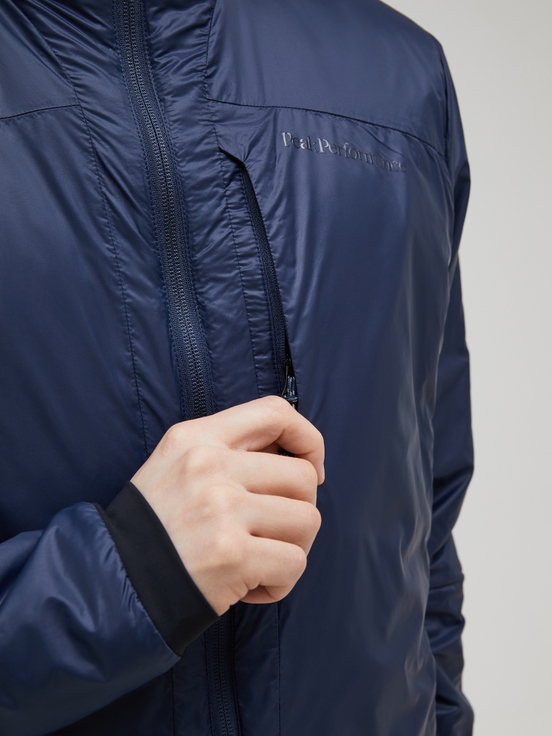 Navy Men Peak Performance Radiance Hood Winter Jacket | US-HQZKU7456