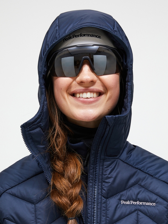 Navy Women Peak Performance Elevate Hood Winter Jacket | US-INCHR5946