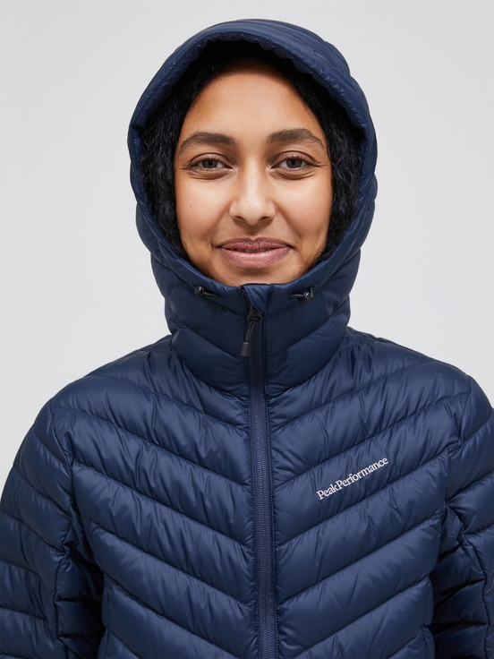 Navy Women Peak Performance Frost Hood Down Jacket | US-LJFCO0193