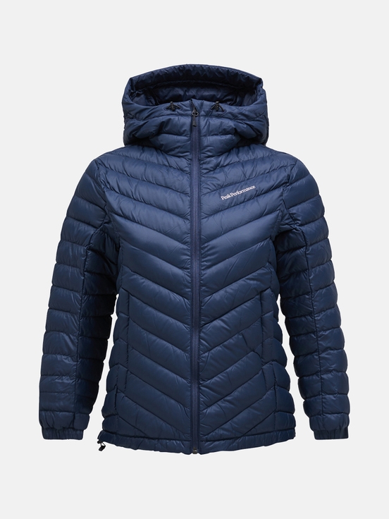 Navy Women Peak Performance Frost Hood Down Jacket | US-LJFCO0193