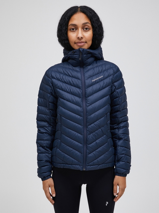 Navy Women Peak Performance Frost Hood Down Jacket | US-LJFCO0193