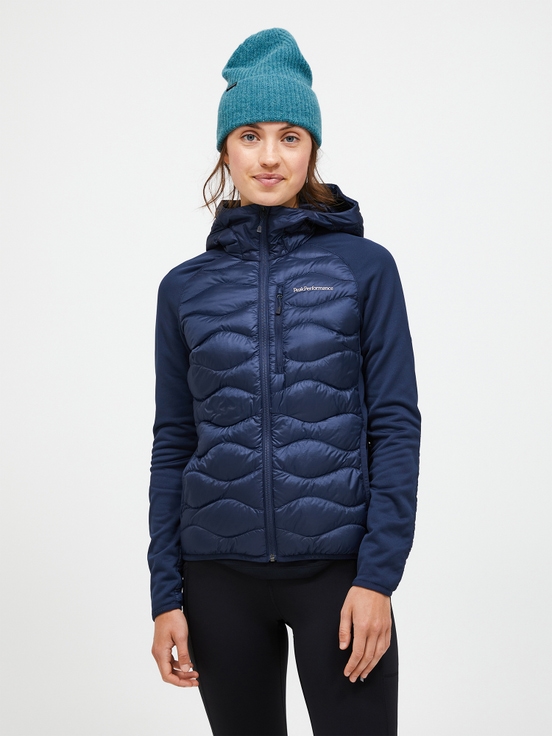 Navy Women Peak Performance Helium Hybrid Hood Down Jacket | US-NTUWH2087