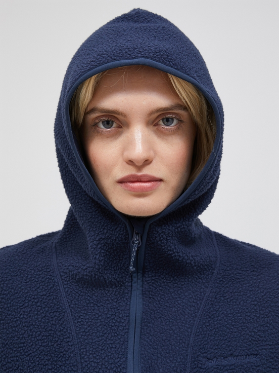 Navy Women Peak Performance Pile Long Zip Knitwear | US-IUNPQ6987