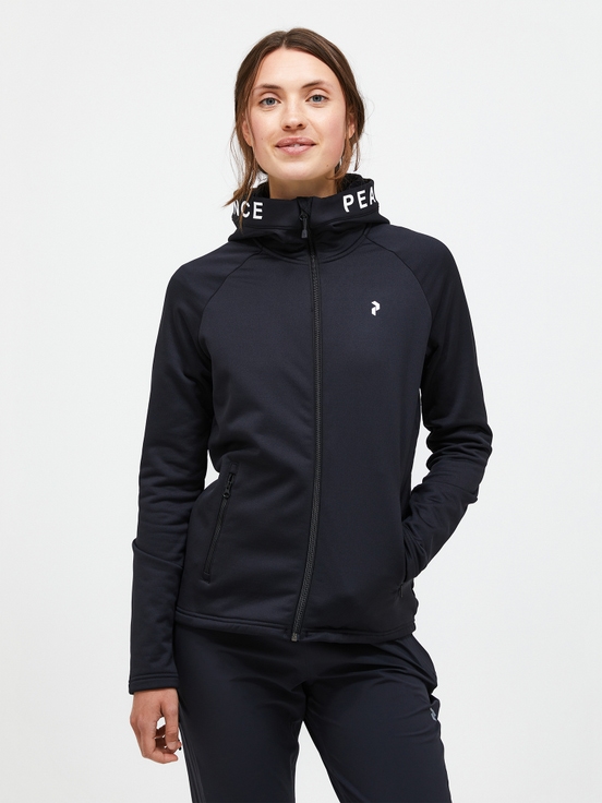 Navy Women Peak Performance Rider Zip Hood Midlayers | US-GUNYA3710