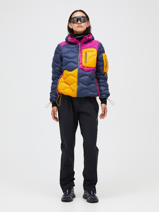 Navy / Pink / Yellow Women Peak Performance Helium Utility Flo Limited Hood Down Jacket | US-TCWPD4256