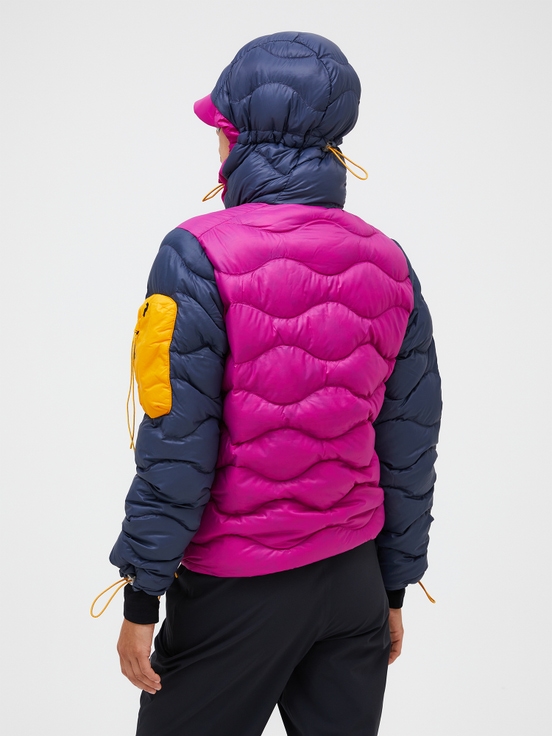 Navy / Pink / Yellow Women Peak Performance Helium Utility Flo Limited Hood Down Jacket | US-TCWPD4256