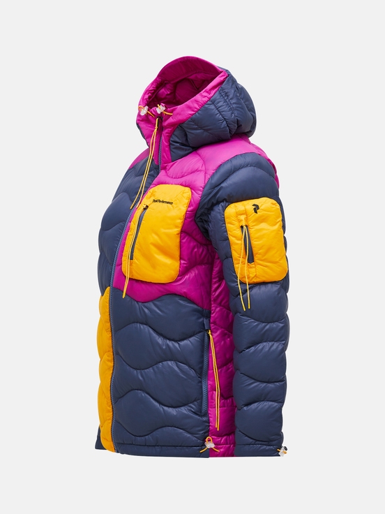 Navy / Pink / Yellow Women Peak Performance Helium Utility Flo Limited Hood Down Jacket | US-TCWPD4256