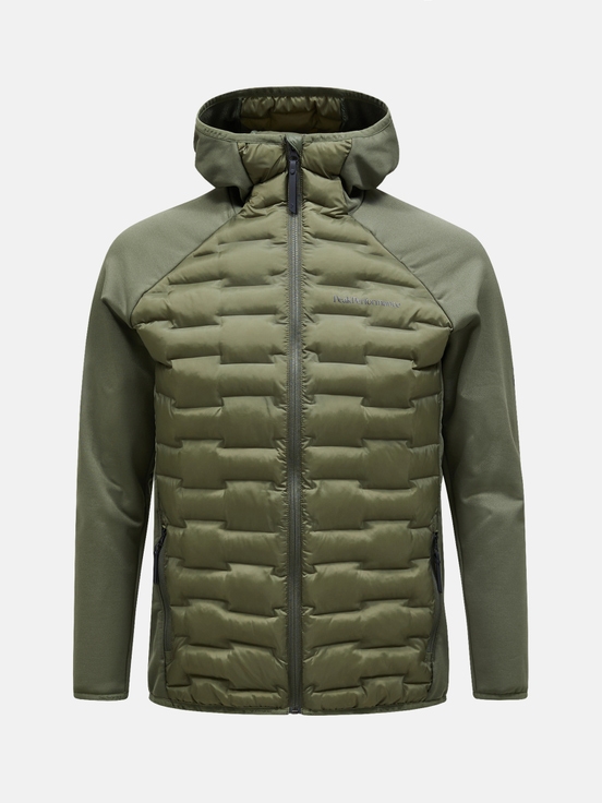 Olive Men Peak Performance Argon Hybrid Hood Winter Jacket | US-XGTOB0263