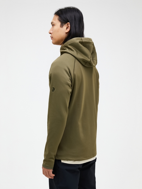 Olive Men Peak Performance Chill Light Zip Hood Midlayers | US-JRSFM7263