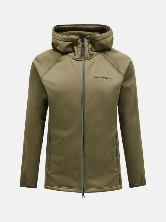 Olive Men Peak Performance Chill Light Zip Hood Midlayers | US-JRSFM7263