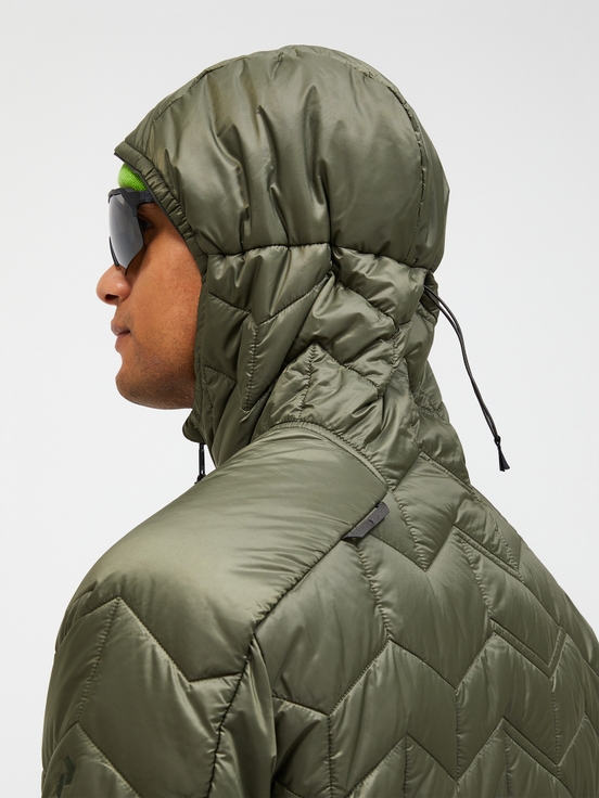 Olive Men Peak Performance Elevate Hood Down Jacket | US-BIGQM9173