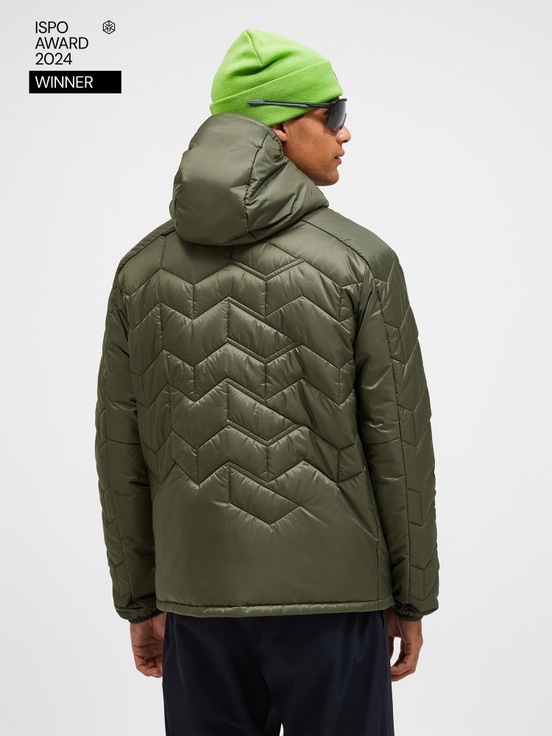 Olive Men Peak Performance Elevate Hood Down Jacket | US-BIGQM9173