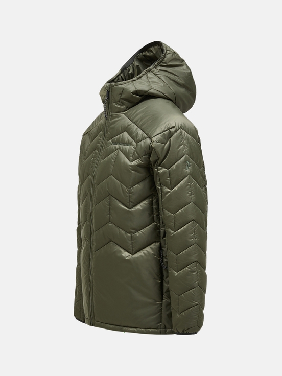 Olive Men Peak Performance Elevate Hood Down Jacket | US-BIGQM9173