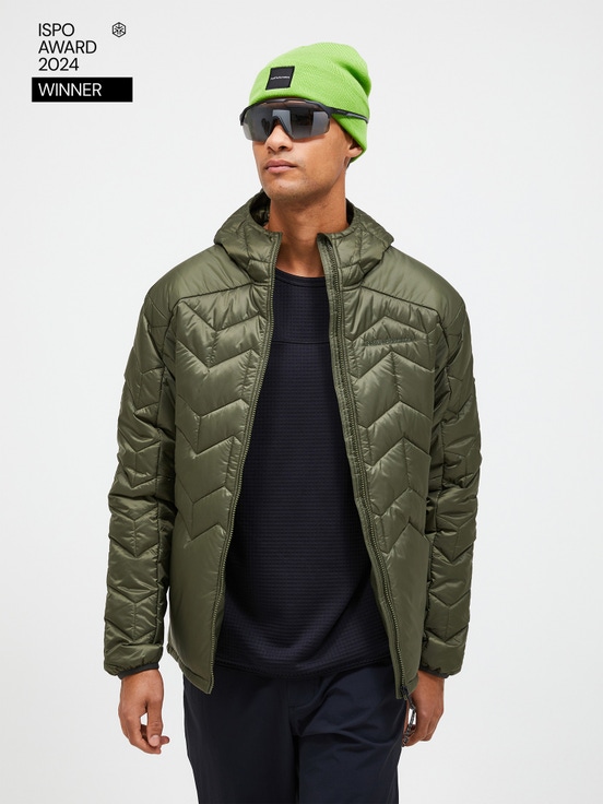 Olive Men Peak Performance Elevate Hood Down Jacket | US-BIGQM9173