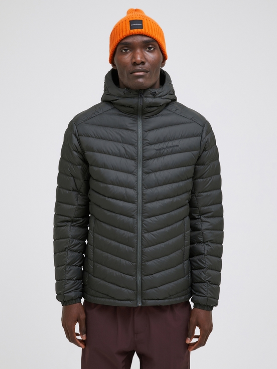 Olive Men Peak Performance Frost Hood Down Jacket | US-OCMRP5469