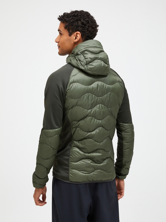 Olive Men Peak Performance Helium Hybrid Hood Down Jacket | US-WTQRE0246