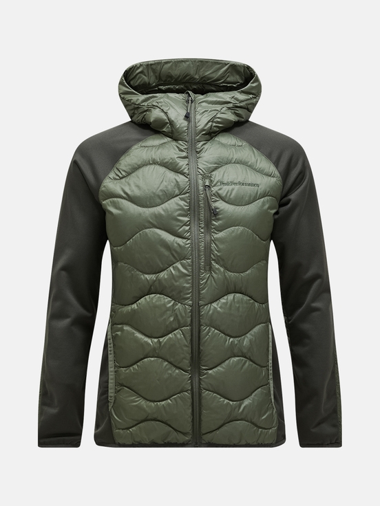 Olive Men Peak Performance Helium Hybrid Hood Down Jacket | US-WTQRE0246