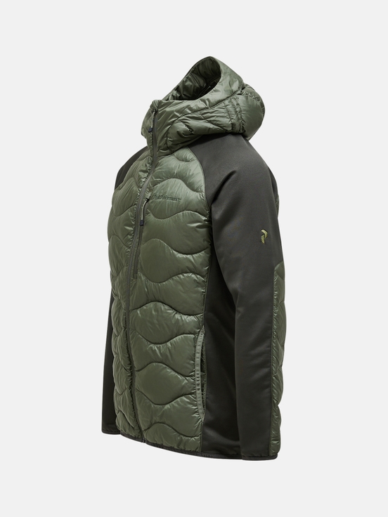 Olive Men Peak Performance Helium Hybrid Hood Down Jacket | US-WTQRE0246