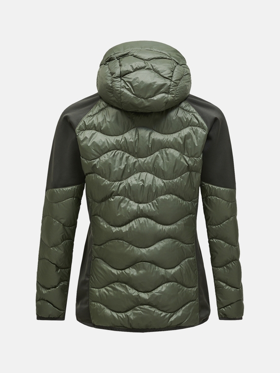 Olive Men Peak Performance Helium Hybrid Hood Down Jacket | US-WTQRE0246