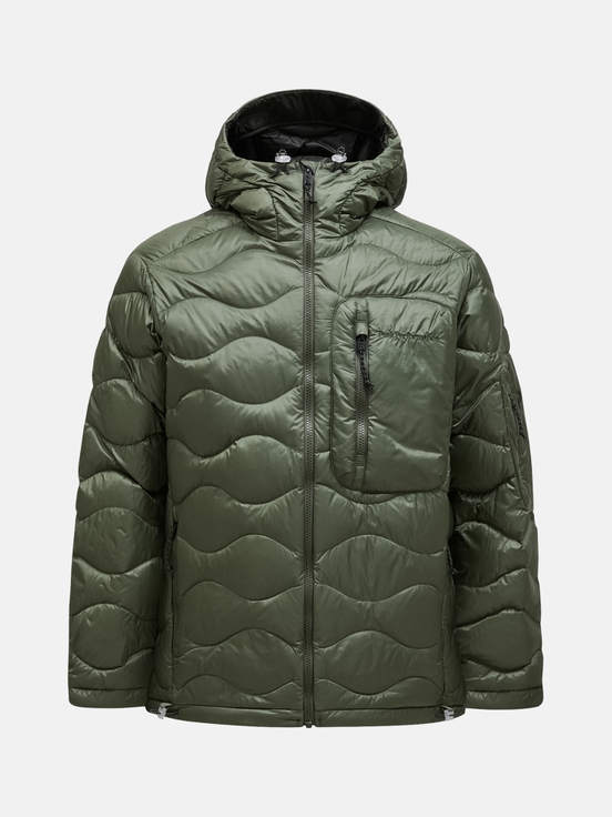 Olive Men Peak Performance Helium Utility Hood Down Jacket | US-NTPQI3265