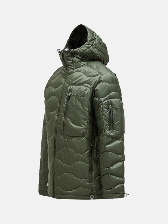 Olive Men Peak Performance Helium Utility Hood Down Jacket | US-NTPQI3265