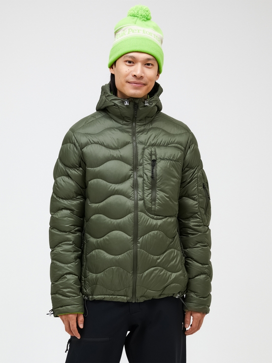 Olive Men Peak Performance Helium Utility Hood Down Jacket | US-NTPQI3265