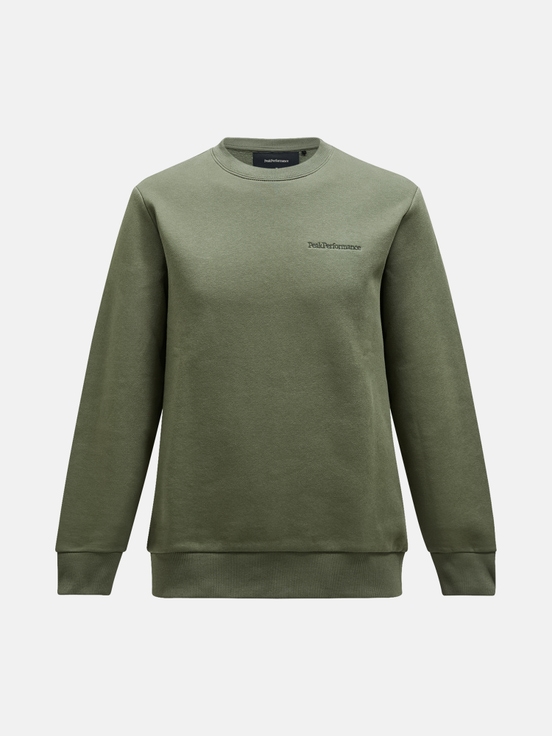 Olive Men Peak Performance Original Small Logo Crew Sweatshirt | US-KMZJQ7295