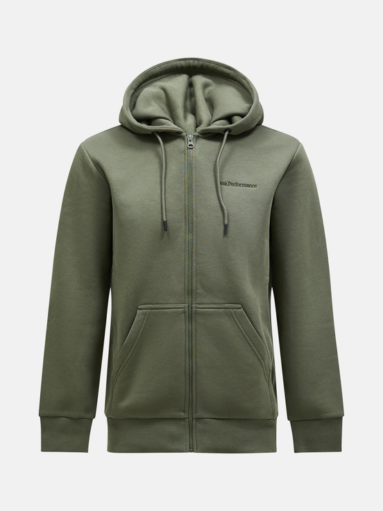 Olive Men Peak Performance Original Small Logo Zip Hoodie | US-YZUVJ7214