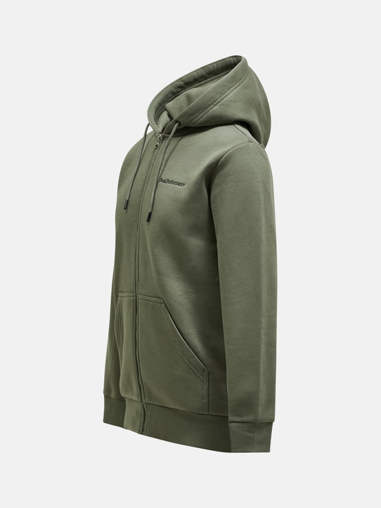 Olive Men Peak Performance Original Small Logo Zip Hoodie | US-YZUVJ7214