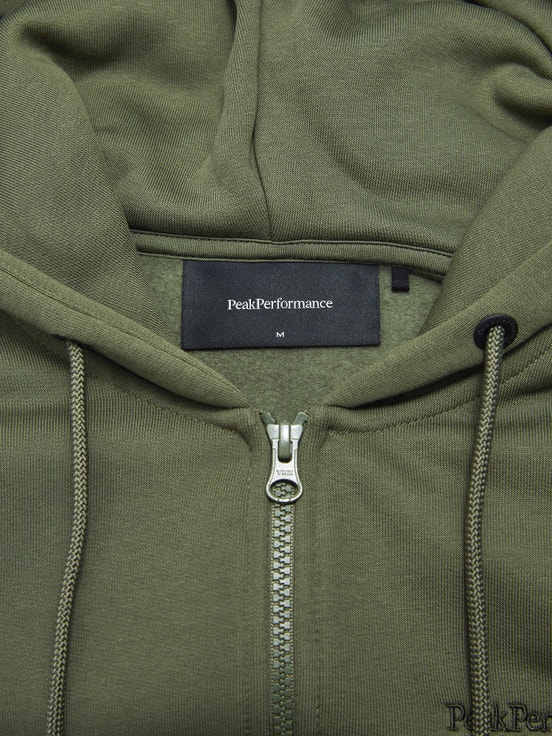 Olive Men Peak Performance Original Small Logo Zip Hoodie | US-YZUVJ7214