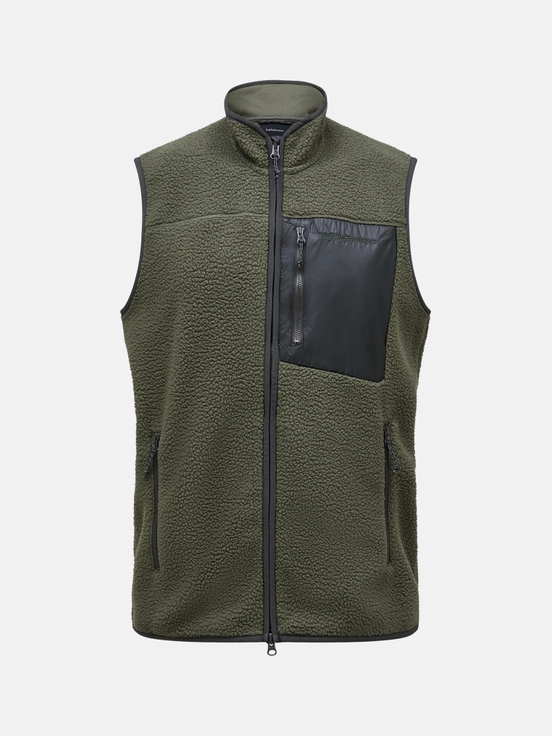 Olive Men Peak Performance Pile Vest | US-BKDHV5916