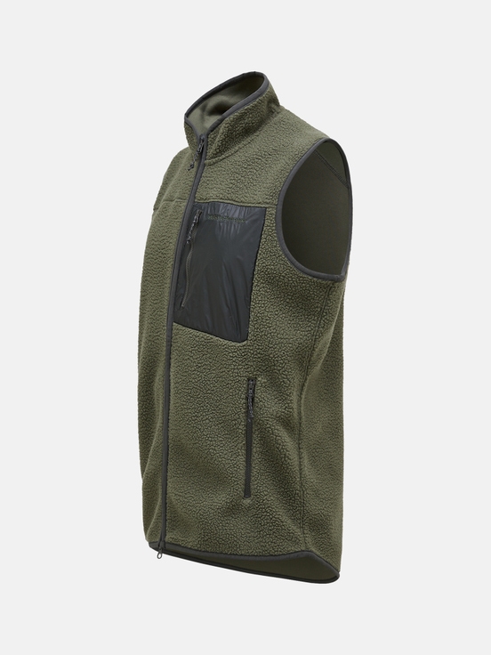 Olive Men Peak Performance Pile Vest | US-BKDHV5916